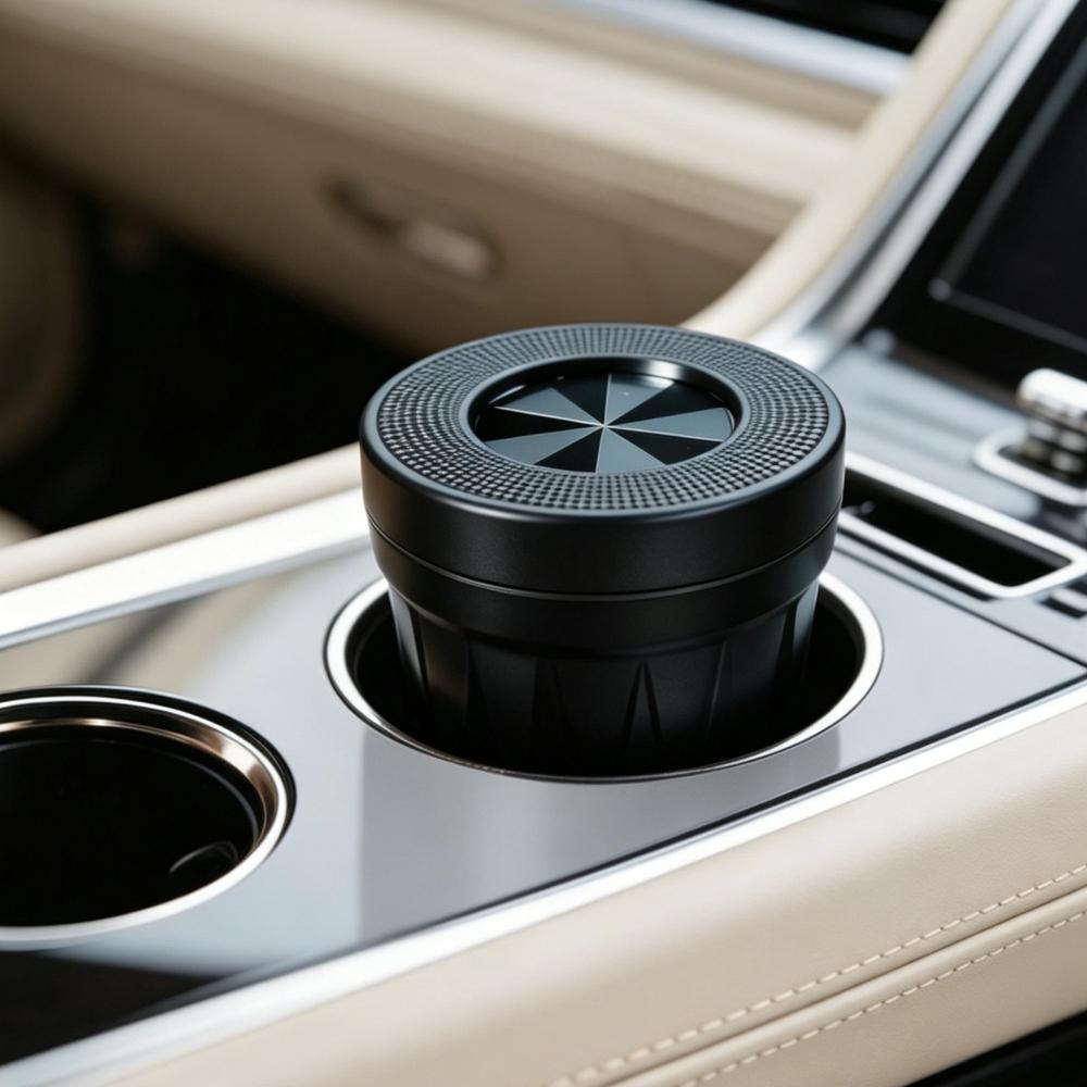 Rotating Lid Car Ashtray Plastic Metal Integrated Mini Smoke Holder Windproof Odor Isolation for Vehicle Desktop Home Gift