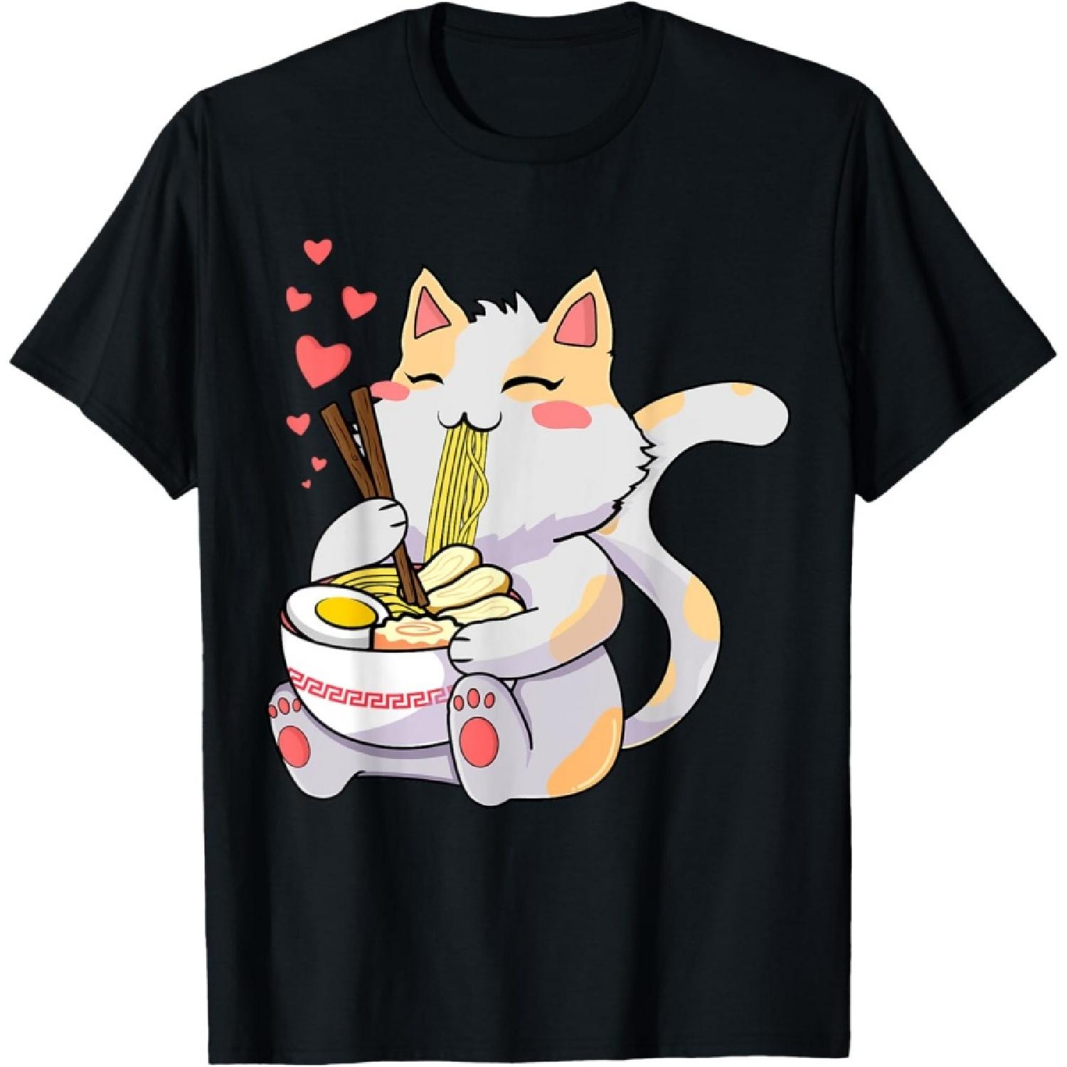 Аниме Каваи Японская Футболка с Котом Раменом Неко(2) S