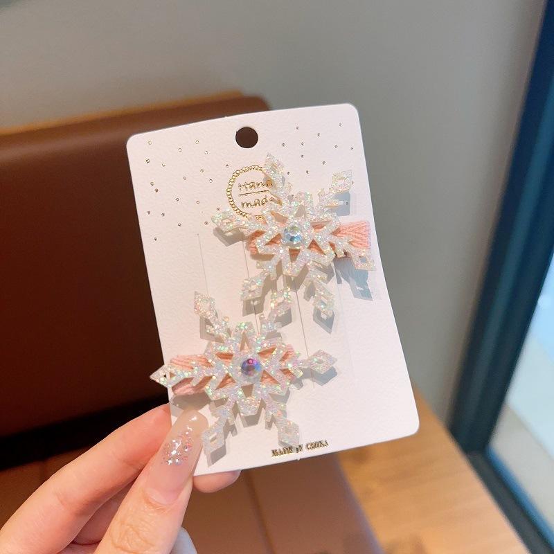 

2 шт. Зимняя новая заколка для волос в виде снежинки из мультфильма Холодное сердце , детская заколка для волос, аксессуар для волос принцессы Эльзы, боковая заколка BB для девочки