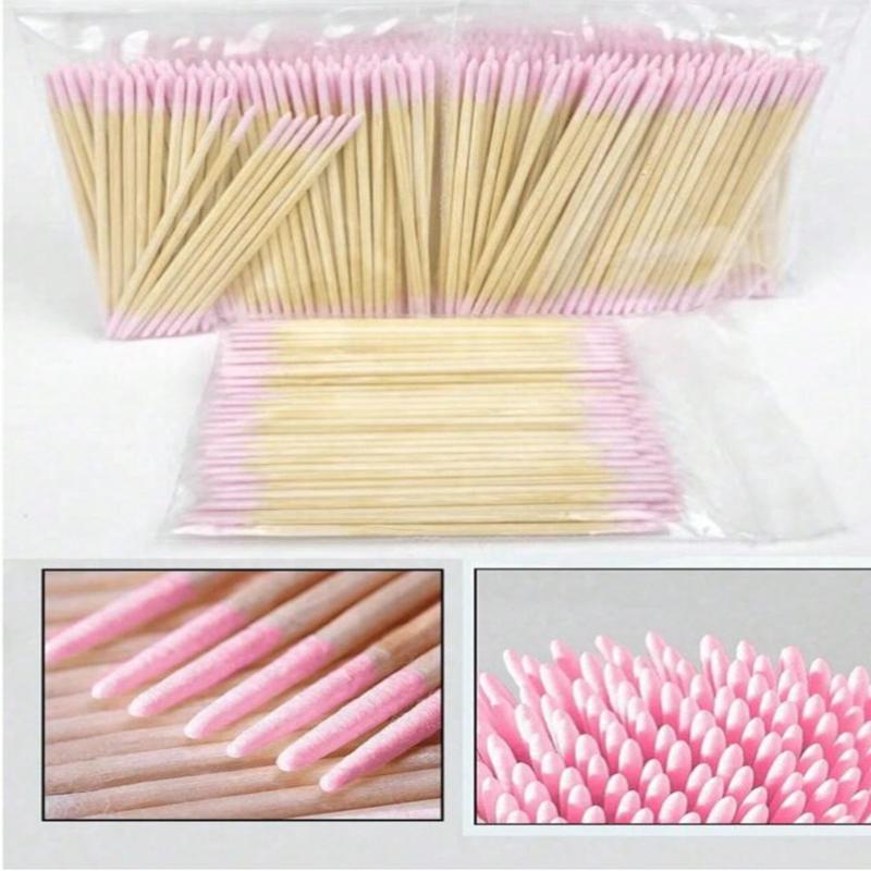 100/200/300/500Pcs Nail Double-Head Wood Swab Cleaning Sticks Purple Dual-Tipped Cotton Head Cleaning Swab Nail Polish Remover