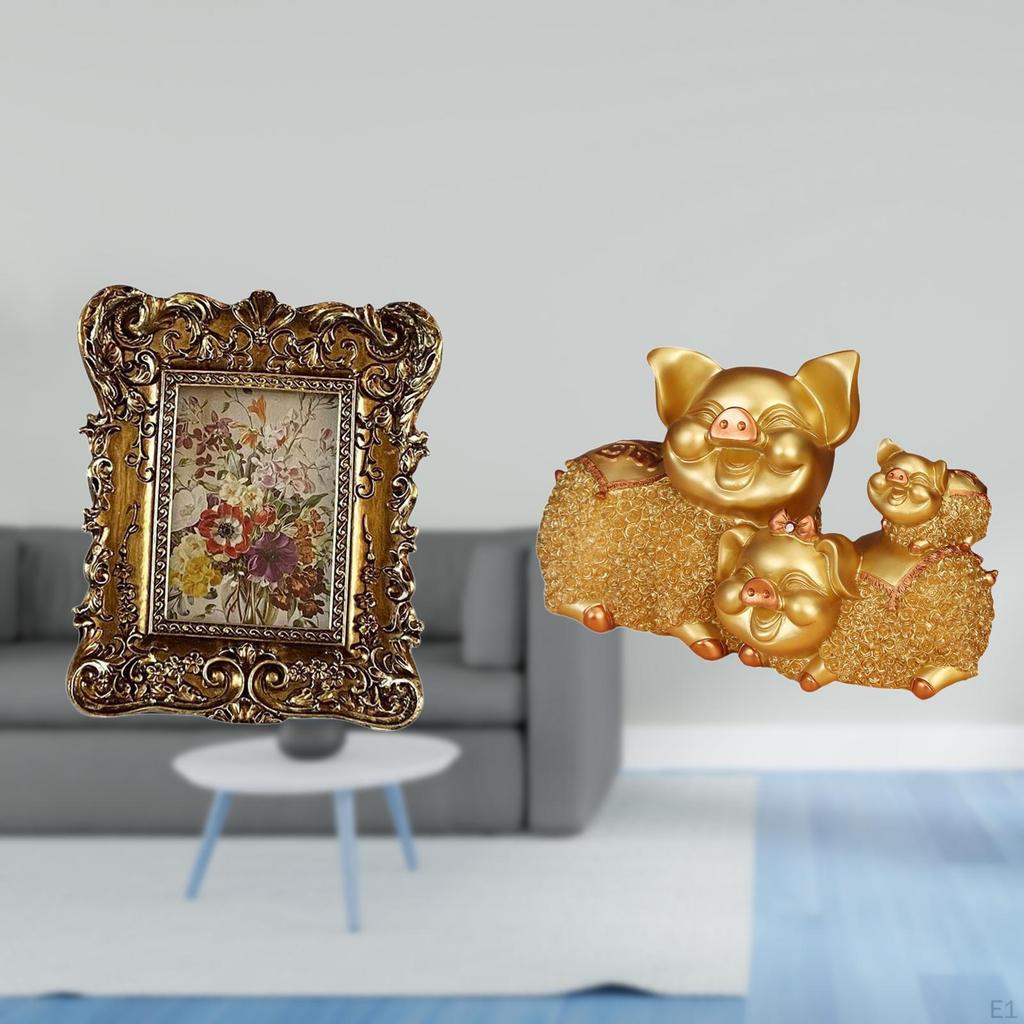 Hand Carved Floral Photo Frame Figurine Picture Holder Tabletop Wall Mounted Antique Modern
