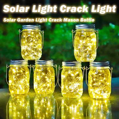 Solar Led Fairy Light Outdoor Mason Jar Bottle Lid String Light LED Firefly Wedding Garland Garden Lantern Christmas Decoration
