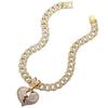 Men's Cuban Chain Hip Hop Necklace with Heart Pendant and Rhinestone Details