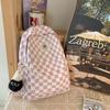 Korean fashiinsCheckered Backpack, Casual and Versatile, Suitable for Junior High and High School Girls, Stylish School Bag