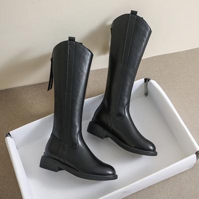Botas femininas Weiwei Girl 772-1 de sola grossa, estilo britânico, outono e inverno, com zíper traseiro, mas botas de cano alto