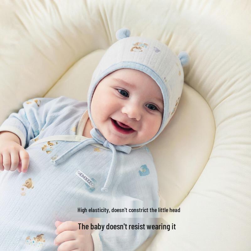 EMXEE Newborn Baby Silk Linen Windproof Hat