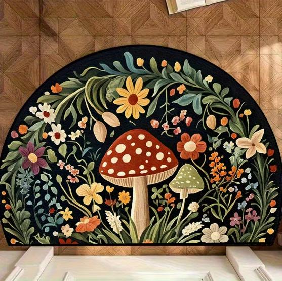 Halve Cirkel Mat, Binnenmat Creatieve Deurmat Mat Huisdecoratie Antislip Vloermat Slaapkamer Buiten Decoratie Gebiedsmatten 40x60cm-felt