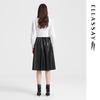 ELLASSAY A-Line Black Faux Leather Midi Skirt