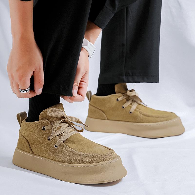 Autumn and Winter New Men's Fur Casual Shoes Simple Suede Tooling Boots Retro Trend Martin Boots 1207-R