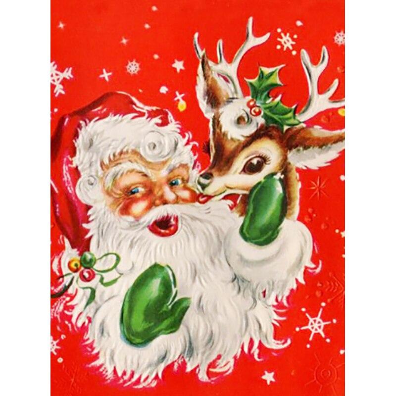 New 5D DIY Diamond Painting Christmas Diamond Embroidery Santa Claus Cross Stitch Full Round Drill Home Decor Manual Gift
