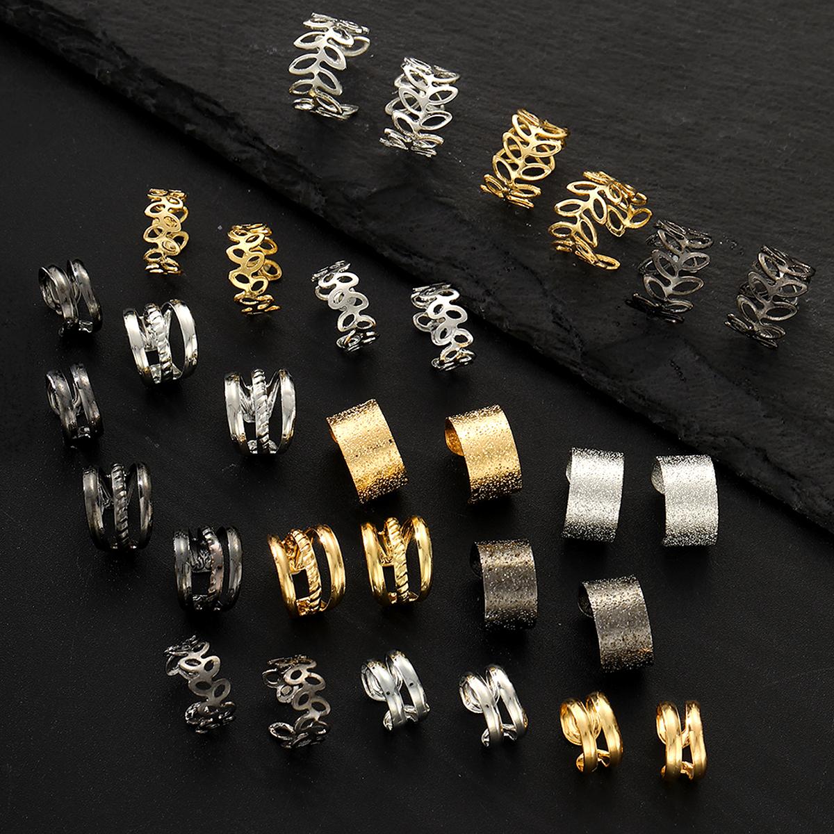 

30 Pcs Hollow Leaf Design Clip Earrings Set for Women Simple Punk Colorful Creative Non-Piercing Ear Clips Trendy Daily Jewelry