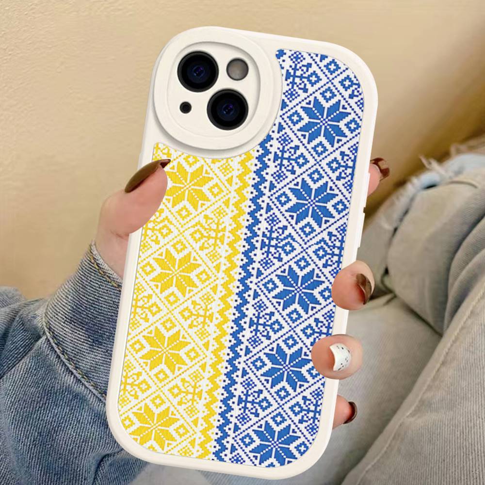 G-Ukraine Ornament Pattern Phone Case For IPhone 16 15 14 13 12 11 Pro Max Plus Leather Soft Cover