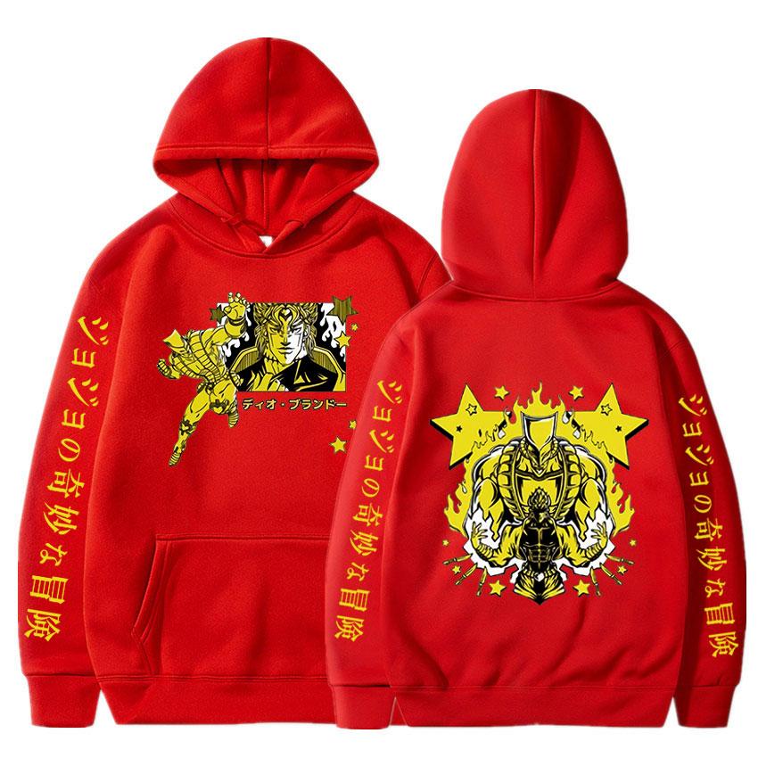 

Японське аніме Jojo Bizarre Adventure Men Hoodie Manga Killer Queen Graphic Print Hoodies Fashion Casual Gothic Oversize Sweatshirt L червоний