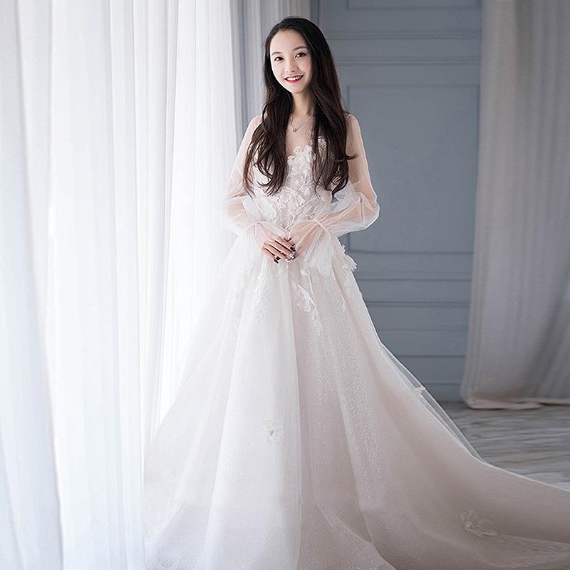 French Light Wedding Dress Skirt 1011 New Temperament Bride Simple Fairy Tail Small Man Going Out Yarn Summer
