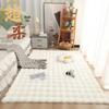 Cream Faux Rabbit Fur Carpet for Living Room, Sofa, Bedroom, or Bedside - Winter Style Rug/Mat
