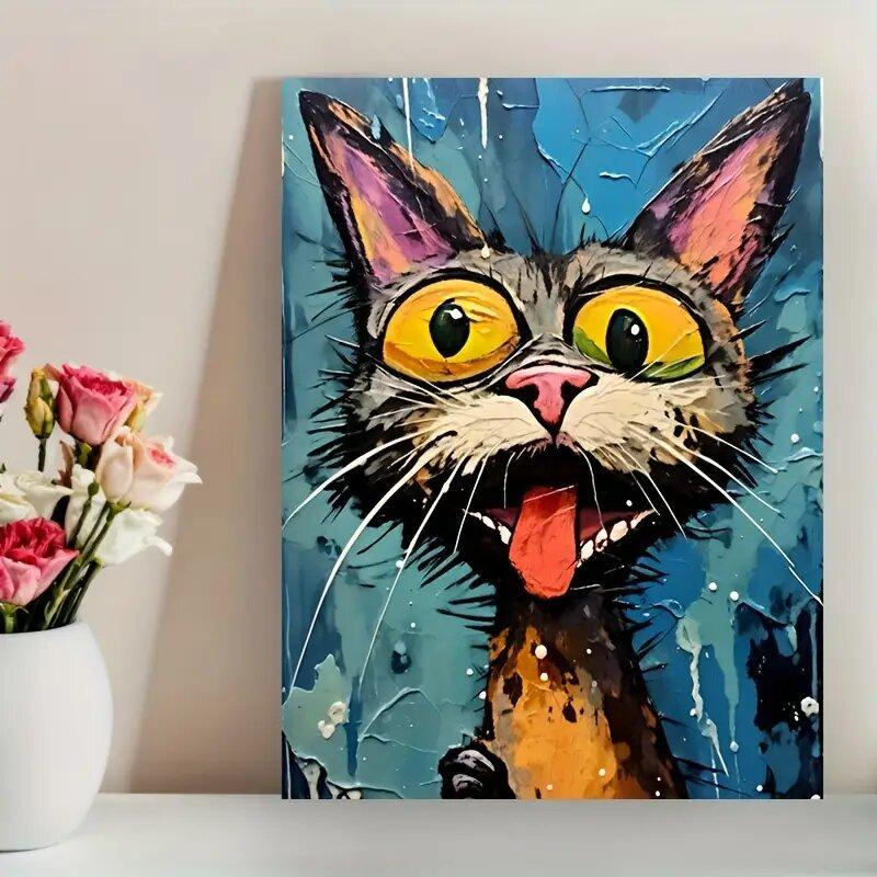 Whimsical Cat Art Polyester Printed Painting Wall Home Decoration Perfect Gift Decorative Item Curtain