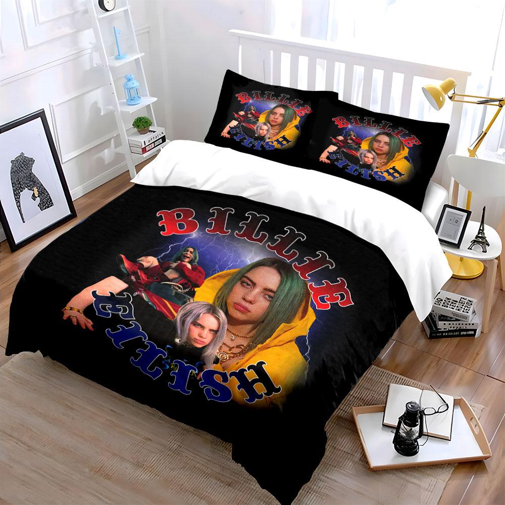 Colorful Billie Eilish Design Bedding Duvet Cover Set Duvet Cover Pillowcases  (1*Duvet Cover 2*Pillowcases, Without Duvet Insert)