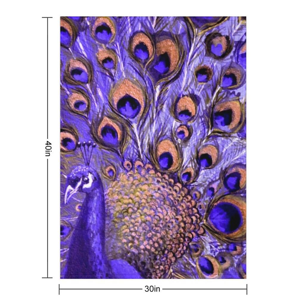 Blau & Gold Pfauendesign Überwurfdecke Luxus Bettwäsche lustiges Geschenk Flanellstoff Decken