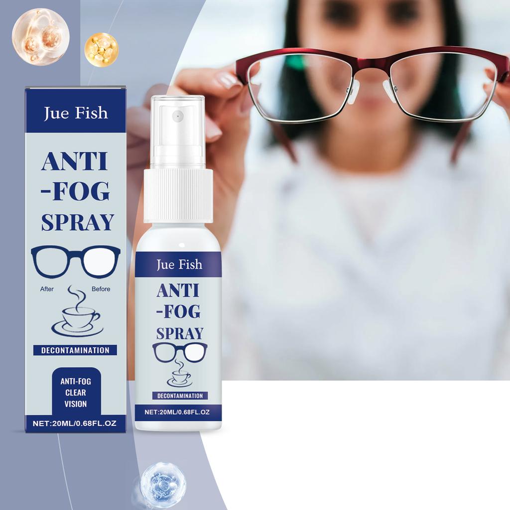 Jue Fish Multi-Function Spray Glasses Anti Fogging Cleaning Lenses Clear Vision Waterproof Portable Defogger 20ml