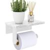 Marble Bathroom Toilet Paper Holder with Phone Shelf and Hook