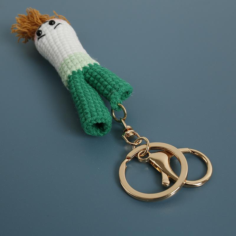 Creative Crochet Keychains Funny Expression Vegetable Doll Keychains Knitting Handmaking Cute Keyrings Bag Pendant Accessories