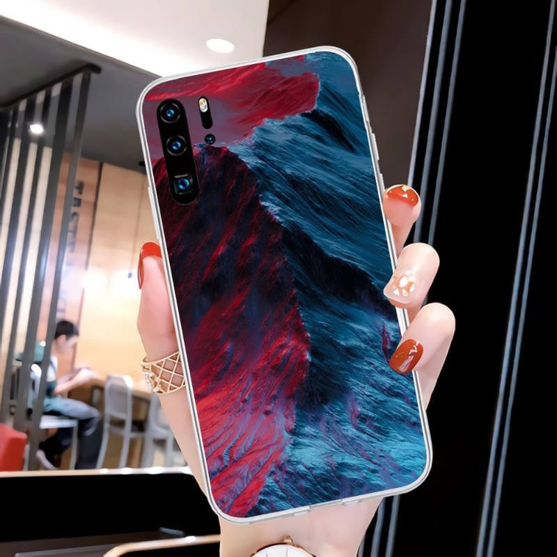 Schöne Cold Mountain-Telefonhülle für Huawei P50 P40 P30 Pro Mate 40 30 Pro Nova 8 8i Y7P Honor Transparente Telefonabdeckung