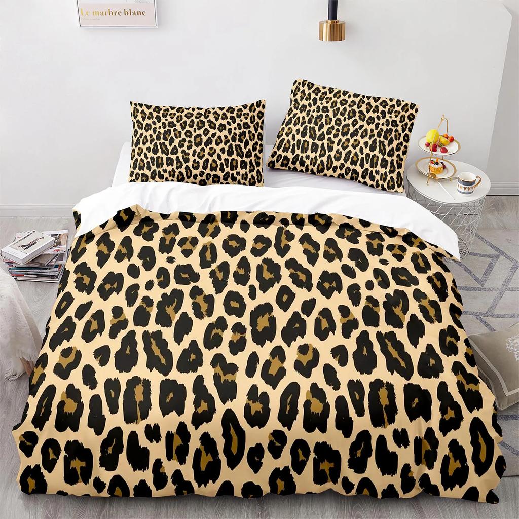 Leopard Duvet Cover King Queen Size Black Panther Bedding Set For Teens Boys Men Cheetah Quilt Cover Wild Animal Comforter Cover