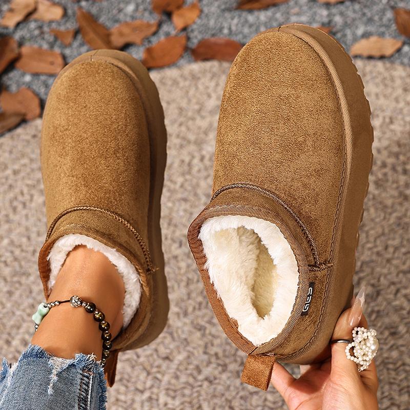 

Fashion Warm Plush Platform Snow Boots Women Plus Size 36-43 Non Slip Winter Boots Woman Slip On Thick Sole Cotton Ankle Booties Mujer 43 коричневый
