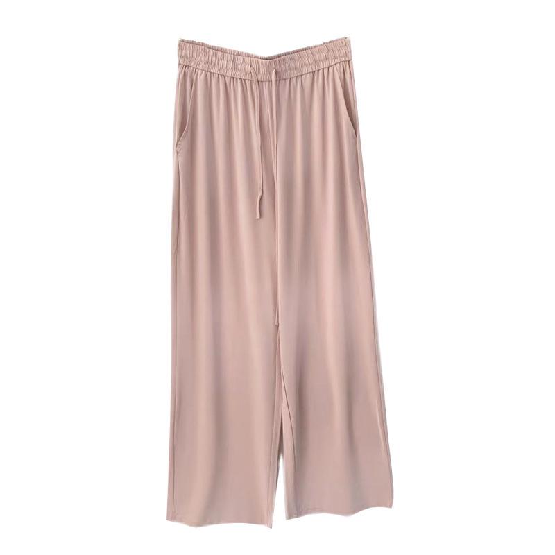 Women's Summer High-Waisted Wide-Leg Slimming Drape Pants - Cool, Casual, Floor-Length, and Loose-Fitting