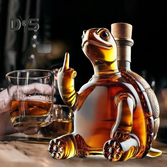 Bouteille de whisky en forme de tortue de mer, design de style tortue de mer, carafe en verre, compagnon de fête, carafe, bar, maison, bureau, fêtes, moule d'affichage