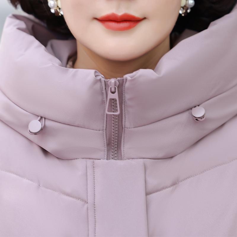 Plus Size Middle Age Women's Long Down Coats Winter Vintage Prakas Hooded Elegant Thick Warm Puffer Jackets Woman Outerwears