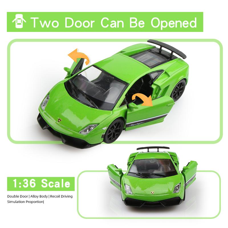5 Inch Metal Car Simulation Diecast & Toy Vehicle Lamborghini LP570-4 Gallardo Supercar RMZ City 1:36 Alloy Model Gifts For Children