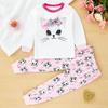 Spazoro Toddler Child Girls Outfit Sets, Warm Cute Print Fall Winter Casual Sweatshirts and Pants for Girls Pink Size 5 T