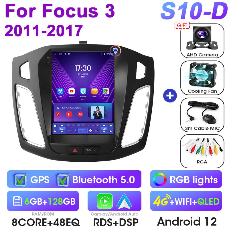 9.7" 2 Din Android 12 Car Radio For Ford Focus 3 Mk 3 2011 - 2019 Multimedia Video Player GPS 4G Carplay Auto Stereo RDS DSP DVD