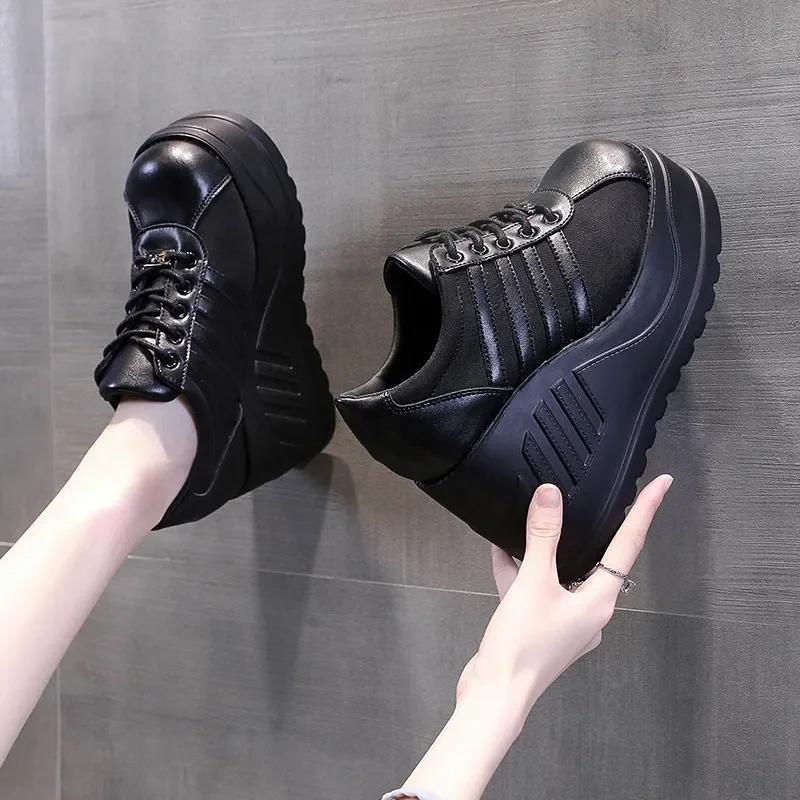 New Fashion Punk Street Black Gothic Girls Cosplay Platform High Heels Sneakers Wedges Women's High Heels Large Size42 Ayakkabi