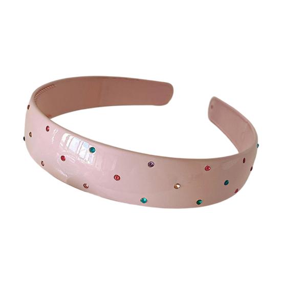 Summer Acrylic Headband, Wide Elastic Headband with Rhinestones Design, Women Non-Slip Tooth Hair Hoop, Non-Painful Hair Accessory розовый