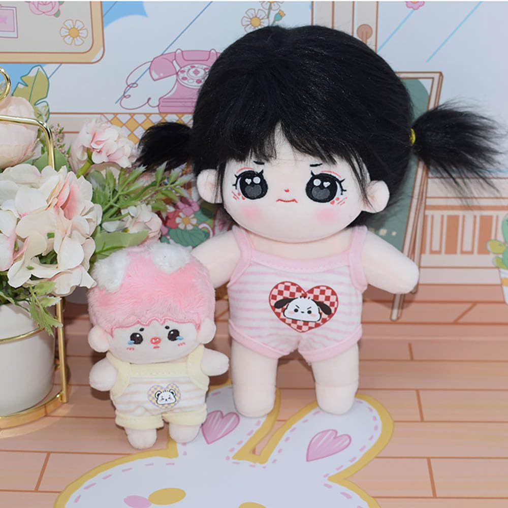niannyyhouse 10cm20cm Plush Clothes Striped Bodysuit Sling Crawling Suit Vest Cotton Doll Accessories Dress-Up (A3, 10cm)