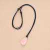 Rose Quartz Teardrop Love Charm Leather Necklace for Men and Women [KOAI]
