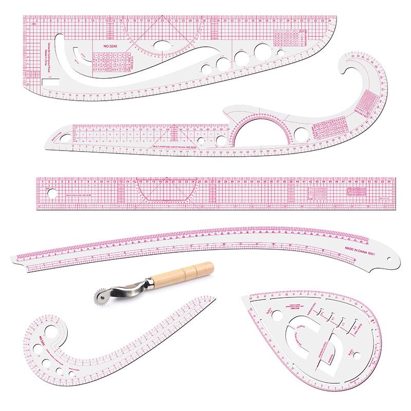 7-Piece Sewing and Pattern Making Ruler Set for Clothing Design
