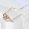 Exquisite  Rose Gold Color Mermaid Pendant Necklaces For Women Shiny Natural Zircon Accessories Daily Fine Jewelry