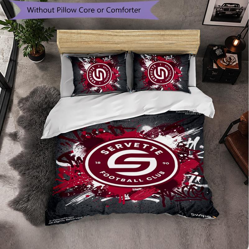 Servette FC Themed Bedding 3Pcs Duvet Cover Set Decorative Bed Linen For Teen Room Home Decoration