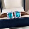 Labor Zuchtdiamant Paraiba Ohrringe 925er Reinsilber Ohrringe quadratisch Tasche Einfach Vier-Krappen Klassische Ohrringe Schmuck