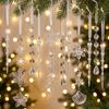 Transparent Acrylic Christmas Tree Ornaments Sparkling Design Hanging Pendant Style Snowflake Pendant Decorations