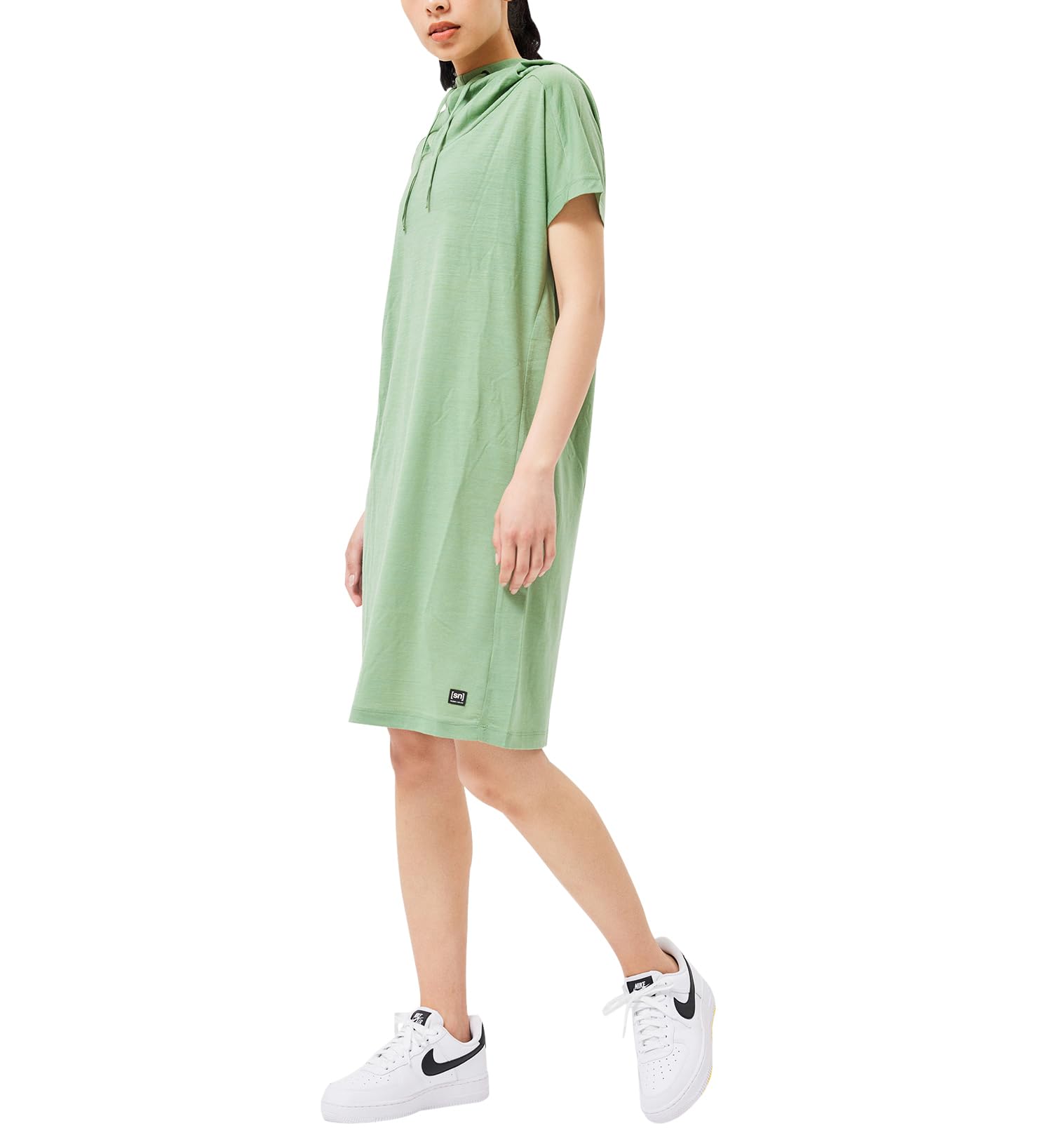 

Nurgie Dress W Funnel Dress with Green [sn] super.natural Hood, Women s NBE13000, (30)