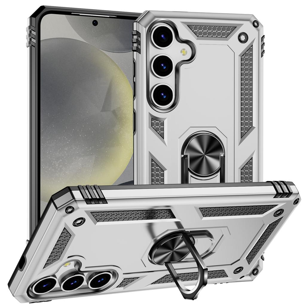 For Samsung Galaxy S25 Case PC+TPU Phone Cover with Rotary Ring Kickstand