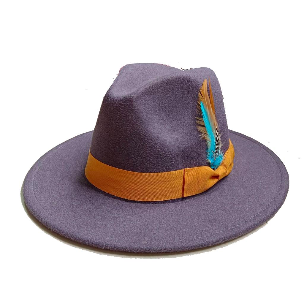 Skórzany Różowy Kapelusz Fedora z Szerokim Rondem Jazzowy Kapelusz Jesień/Zima Klasyczny Elegancki Kapelusz Panama Kapelusz Dżentelmena Sombrero