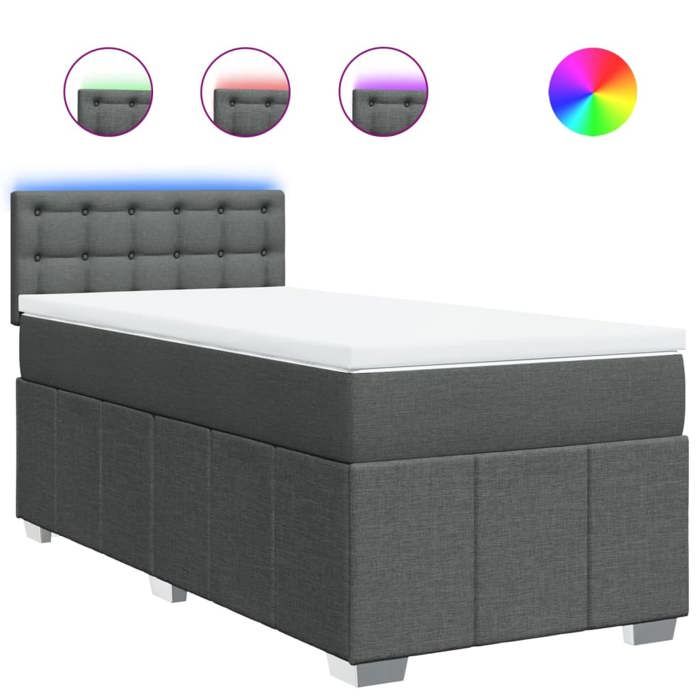 VidaXL Sommier à lattes de lit et matelas Gris foncé 90x190 cm Tissu 3289238