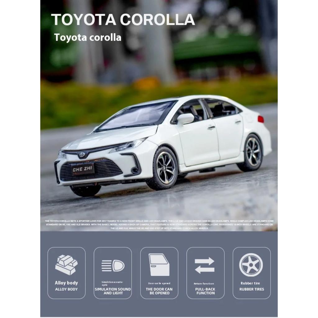1/32 TOYOTA Corolla Alloy Car Diecast Model Sound & Light Pull Back Toy Children's Toy Kids Gift Birthday Present for Boys