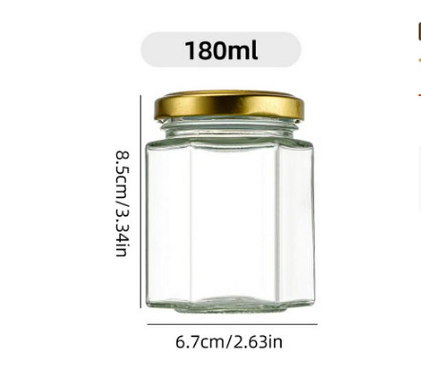 Set di Vasi Esagonali in Vetro per Porzionare Miele, Marmellata e Nidi d'Uccello (45 pz, Piccolo)