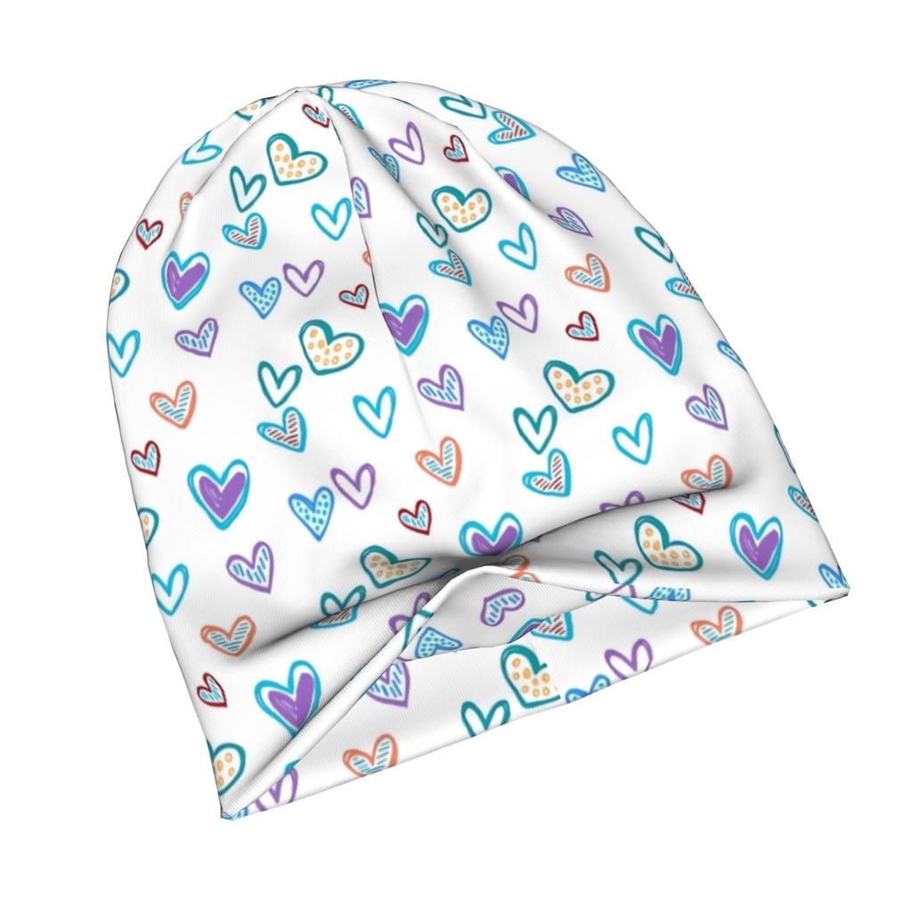 2D Flat Printing Cute Hearts Mini Set Daily Style Knit Hat for Adults Perfect for Weekend Errands Quick Meetups Or Everyday City Wear with a Touch of